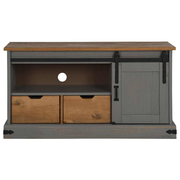 Grauer TV-Schrank HALDEN, Massivholz, 110 cm
