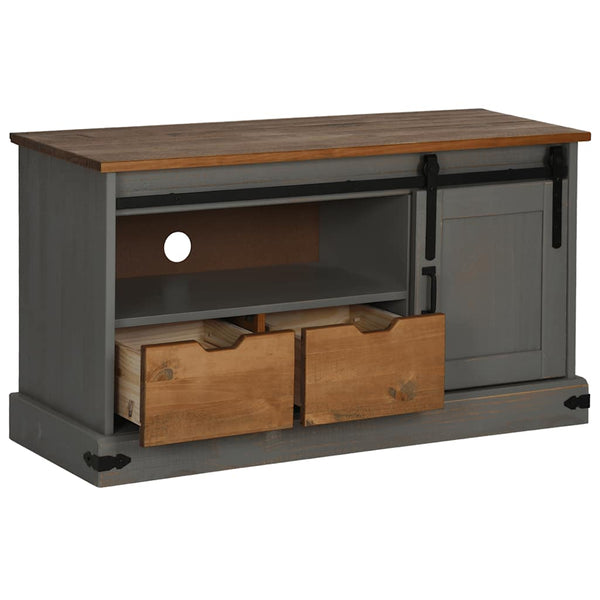 Grauer TV-Schrank HALDEN, Massivholz, 110 cm