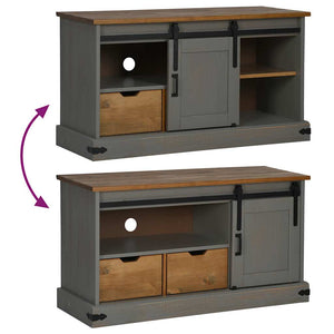Grauer TV-Schrank HALDEN, Massivholz, 110 cm