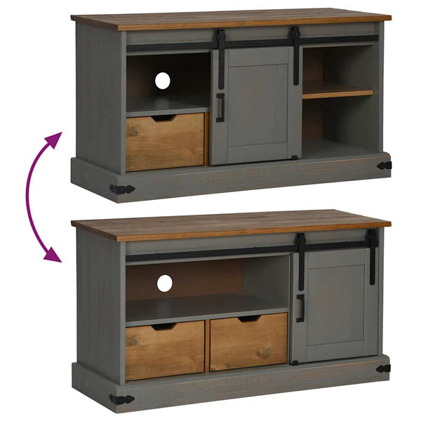 Grauer TV-Schrank HALDEN, Massivholz, 110 cm