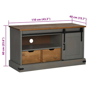 Grauer TV-Schrank HALDEN, Massivholz, 110 cm