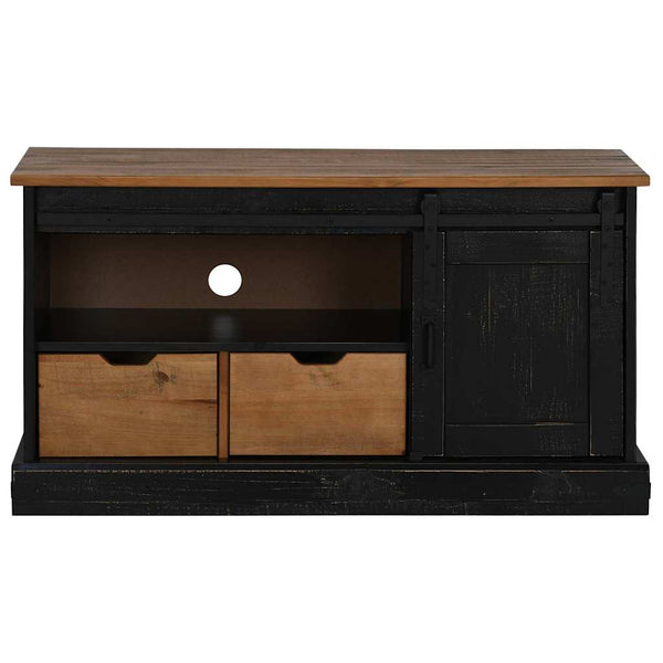 Schwarzer TV-Schrank HALDEN Massivholz 110cm