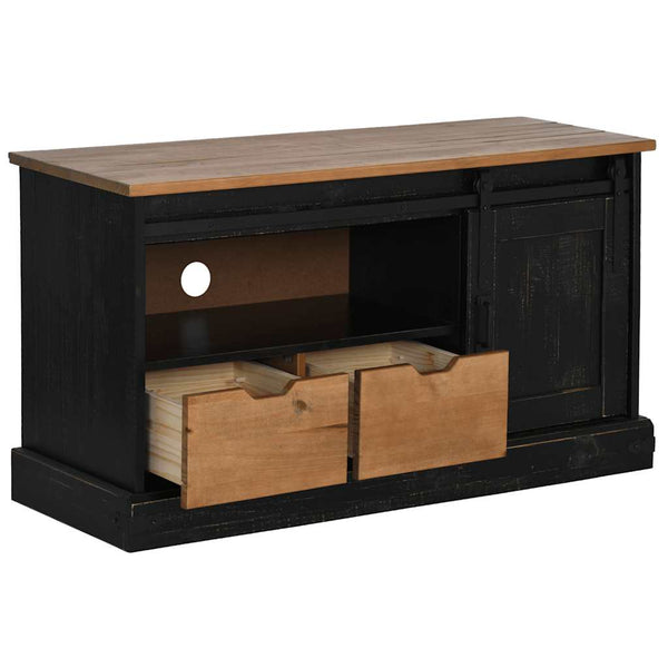 Schwarzer TV-Schrank HALDEN Massivholz 110cm