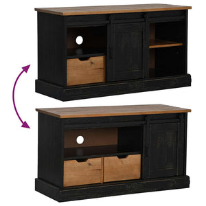 Schwarzer TV-Schrank HALDEN Massivholz 110cm