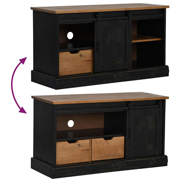 Schwarzer TV-Schrank HALDEN Massivholz 110cm