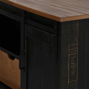 Schwarzer TV-Schrank HALDEN Massivholz 110cm