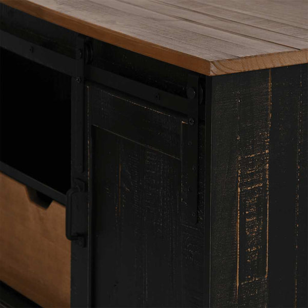 Schwarzer TV-Schrank HALDEN Massivholz 110cm