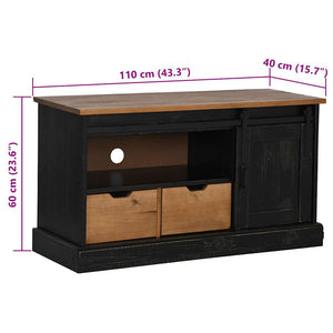 Schwarzer TV-Schrank HALDEN Massivholz 110cm
