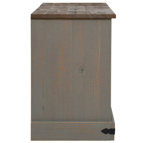 Meuble TV vidaXL HALDEN 2 portes coulissantes gris 150x40x60 cm bois massif