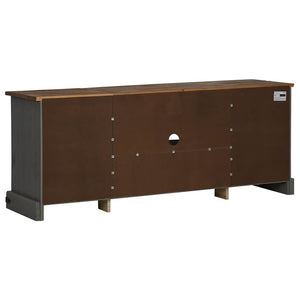 Meuble TV vidaXL HALDEN 2 portes coulissantes gris 150x40x60 cm bois massif