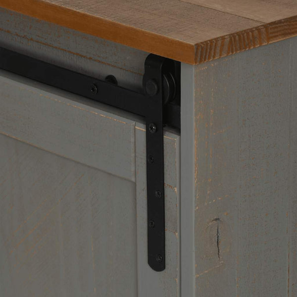 Meuble TV vidaXL HALDEN 2 portes coulissantes gris 150x40x60 cm bois massif