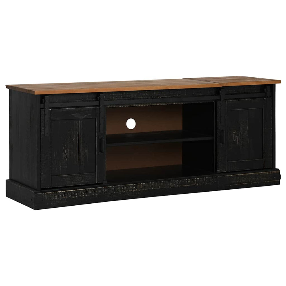TV-Schrank HALDEN Schwarz Massivholz 150cm