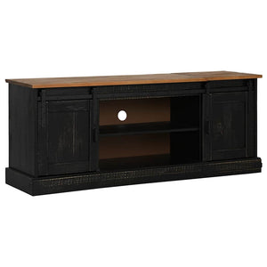 vidaXL TV Cabinet HALDEN 2 Sliding Doors Black 150x40x60cm Solid Wood