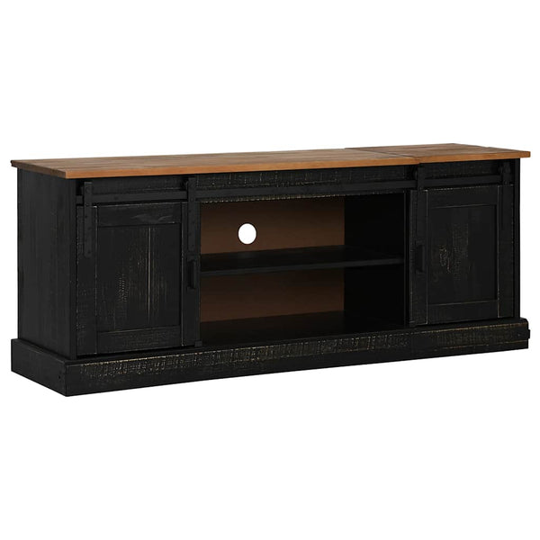 vidaXL TV Cabinet HALDEN 2 Sliding Doors Black 150x40x60cm Solid Wood