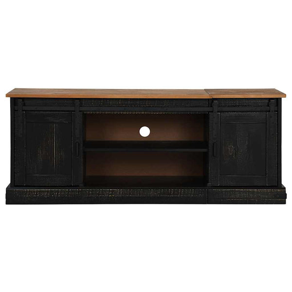 vidaXL TV Cabinet HALDEN 2 Sliding Doors Black 150x40x60cm Solid Wood