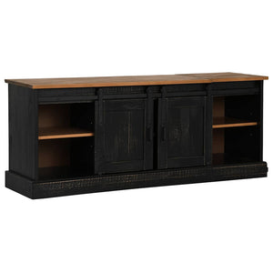 vidaXL TV Cabinet HALDEN 2 Sliding Doors Black 150x40x60cm Solid Wood