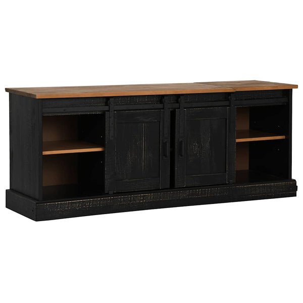vidaXL TV Cabinet HALDEN 2 Sliding Doors Black 150x40x60cm Solid Wood