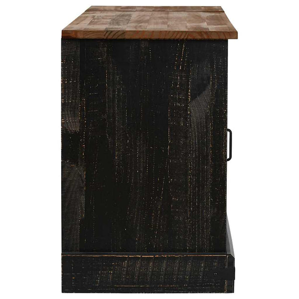 vidaXL TV Cabinet HALDEN 2 Sliding Doors Black 150x40x60cm Solid Wood