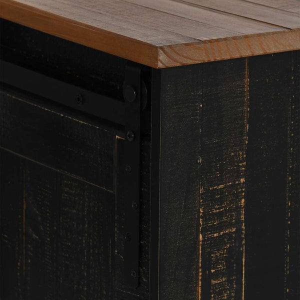 vidaXL TV Cabinet HALDEN 2 Sliding Doors Black 150x40x60cm Solid Wood