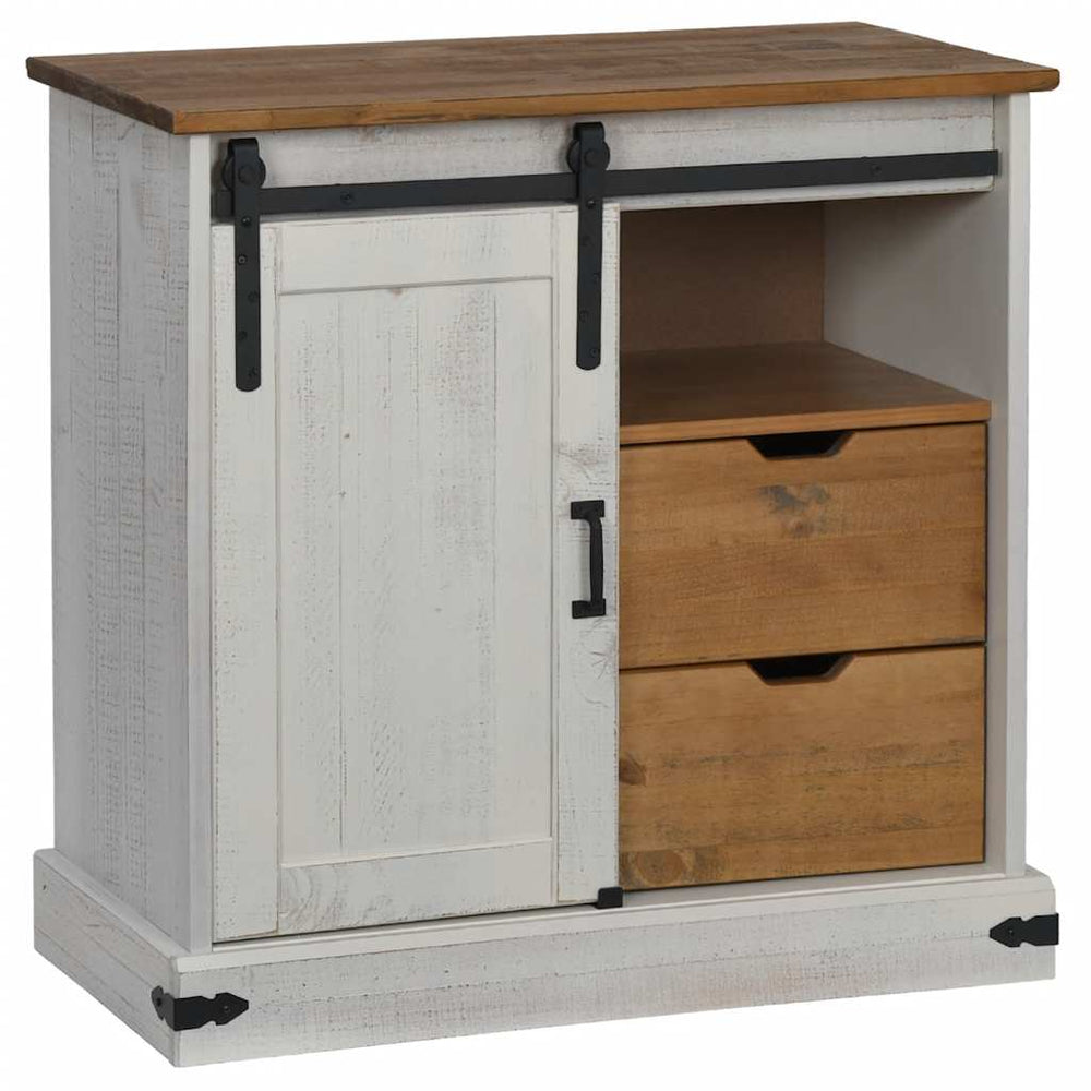 Weißes Sideboard HALDEN mit Schiebetür 80 cm