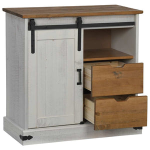 Weißes Sideboard HALDEN mit Schiebetür 80 cm