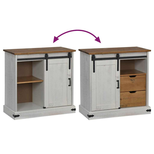Weißes Sideboard HALDEN mit Schiebetür 80 cm