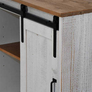 Weißes Sideboard HALDEN mit Schiebetür 80 cm