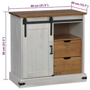 Weißes Sideboard HALDEN mit Schiebetür 80 cm
