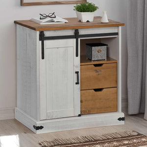 Weißes Sideboard HALDEN mit Schiebetür 80 cm