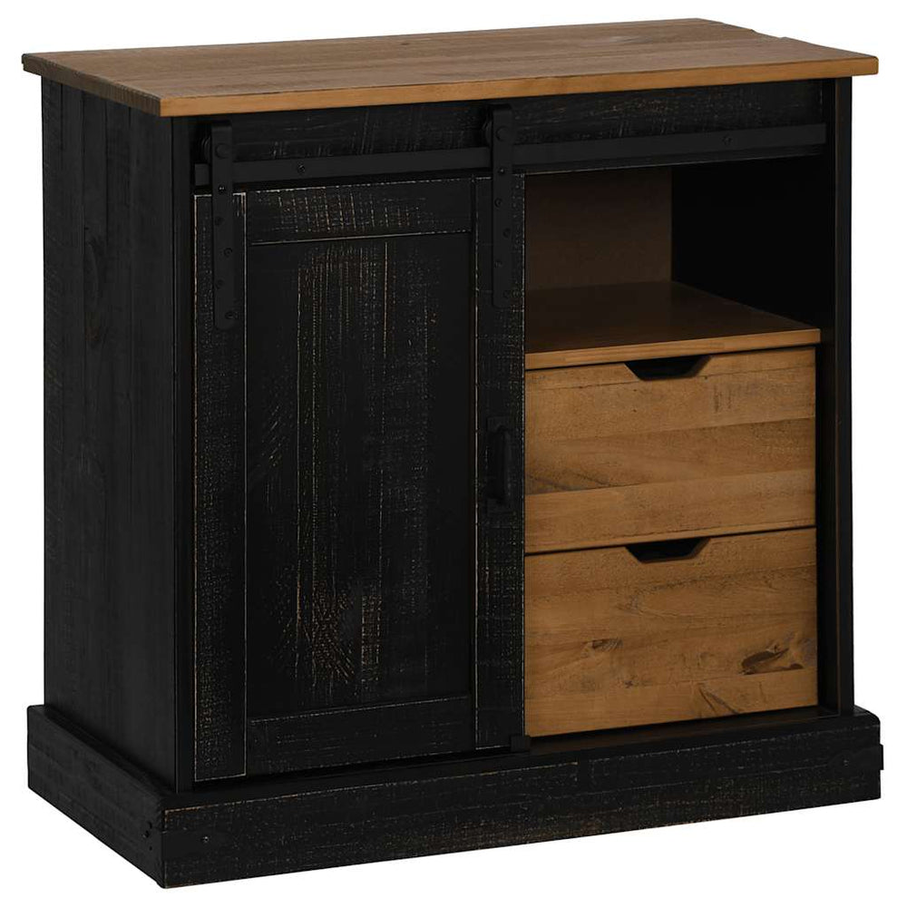 Schwarzes Sideboard HALDEN Massivholz 80x80 cm