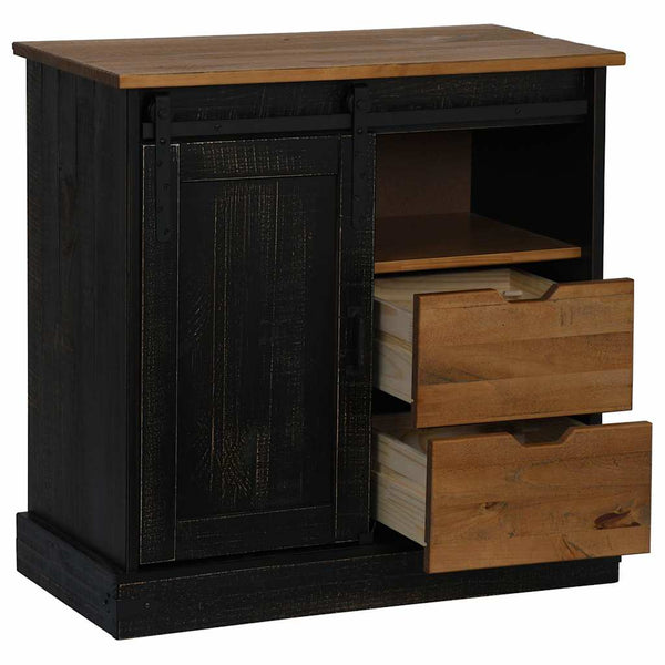 Schwarzes Sideboard HALDEN Massivholz 80x80 cm