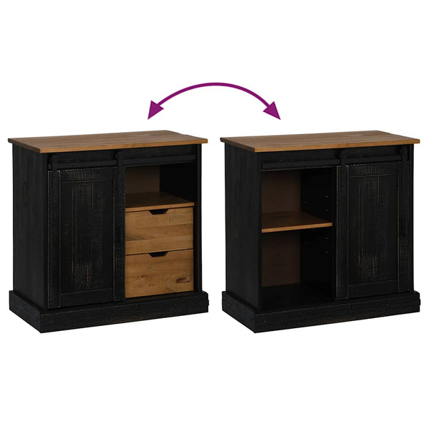 Schwarzes Sideboard HALDEN Massivholz 80x80 cm