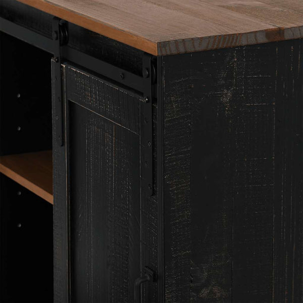 Schwarzes Sideboard HALDEN Massivholz 80x80 cm