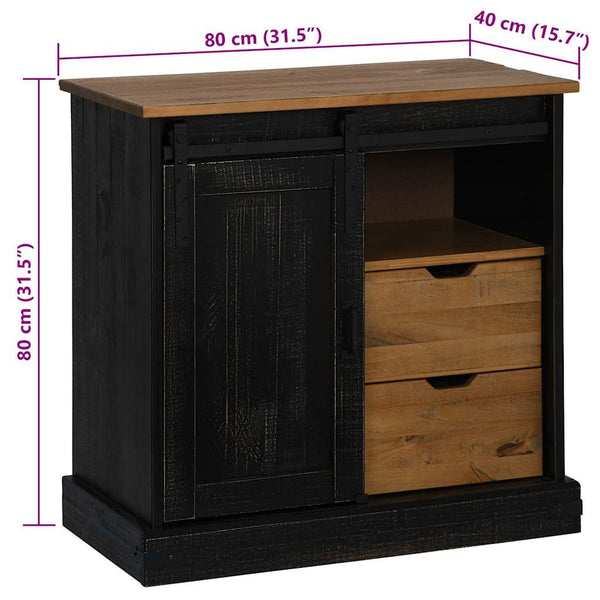 Schwarzes Sideboard HALDEN Massivholz 80x80 cm