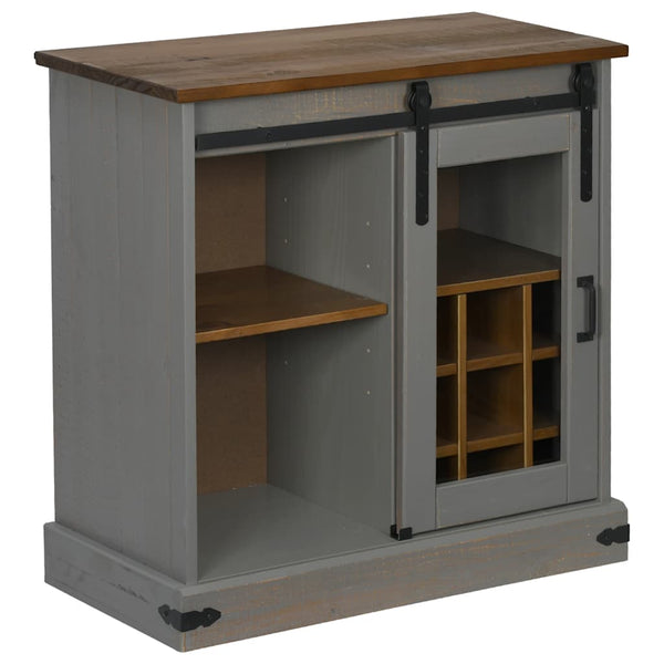 Graues Sideboard HALDEN mit Schiebetür, 80 cm