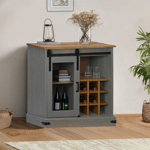 Graues Sideboard HALDEN mit Schiebetür, 80 cm