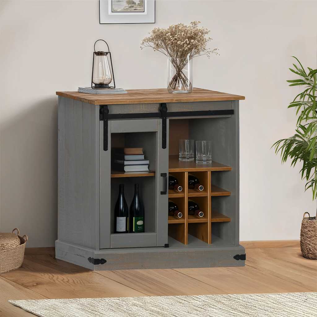 Graues Sideboard HALDEN mit Schiebetür, 80 cm