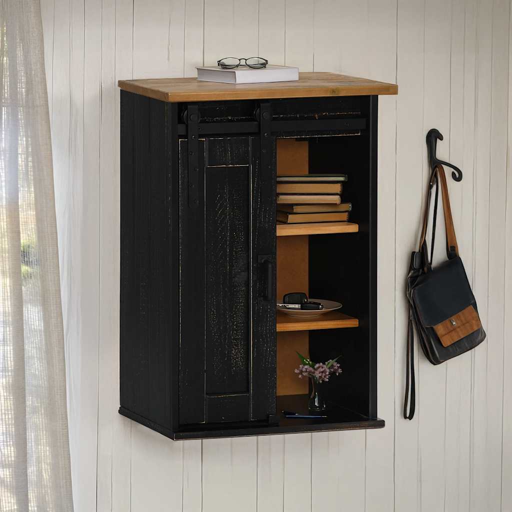 Schwarzer Hängeschrank HALDEN Kiefer 49x22,5x70cm