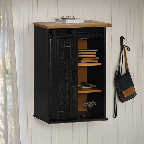 Schwarzer Hängeschrank HALDEN Kiefer 49x22,5x70cm