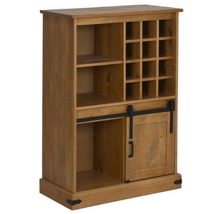 vidaXL Meuble à vin HALDEN avec porte coulissante et casiers à bouteilles en pin