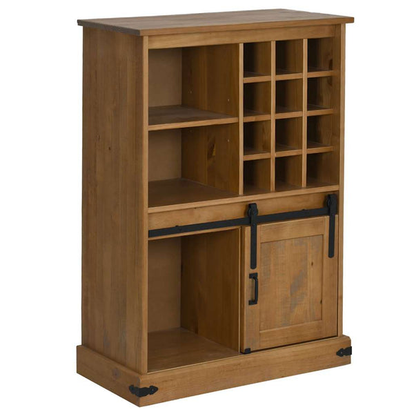 vidaXL Meuble à vin HALDEN avec porte coulissante et casiers à bouteilles en pin