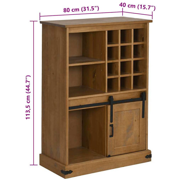 vidaXL Meuble à vin HALDEN avec porte coulissante et casiers à bouteilles en pin