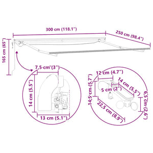 Automatische Weinrote LED Markise 300x250 cm