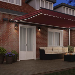 Manuelle LED-Markise Weinrot 500x300 cm