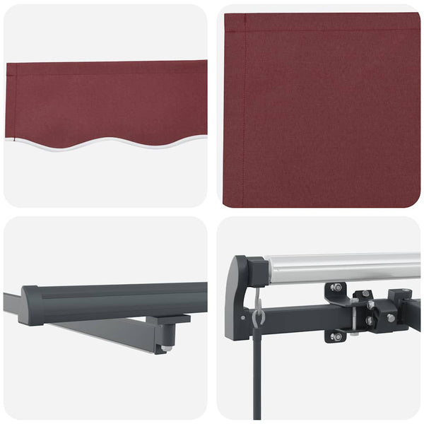 Manuelle LED-Markise Weinrot 500x300 cm