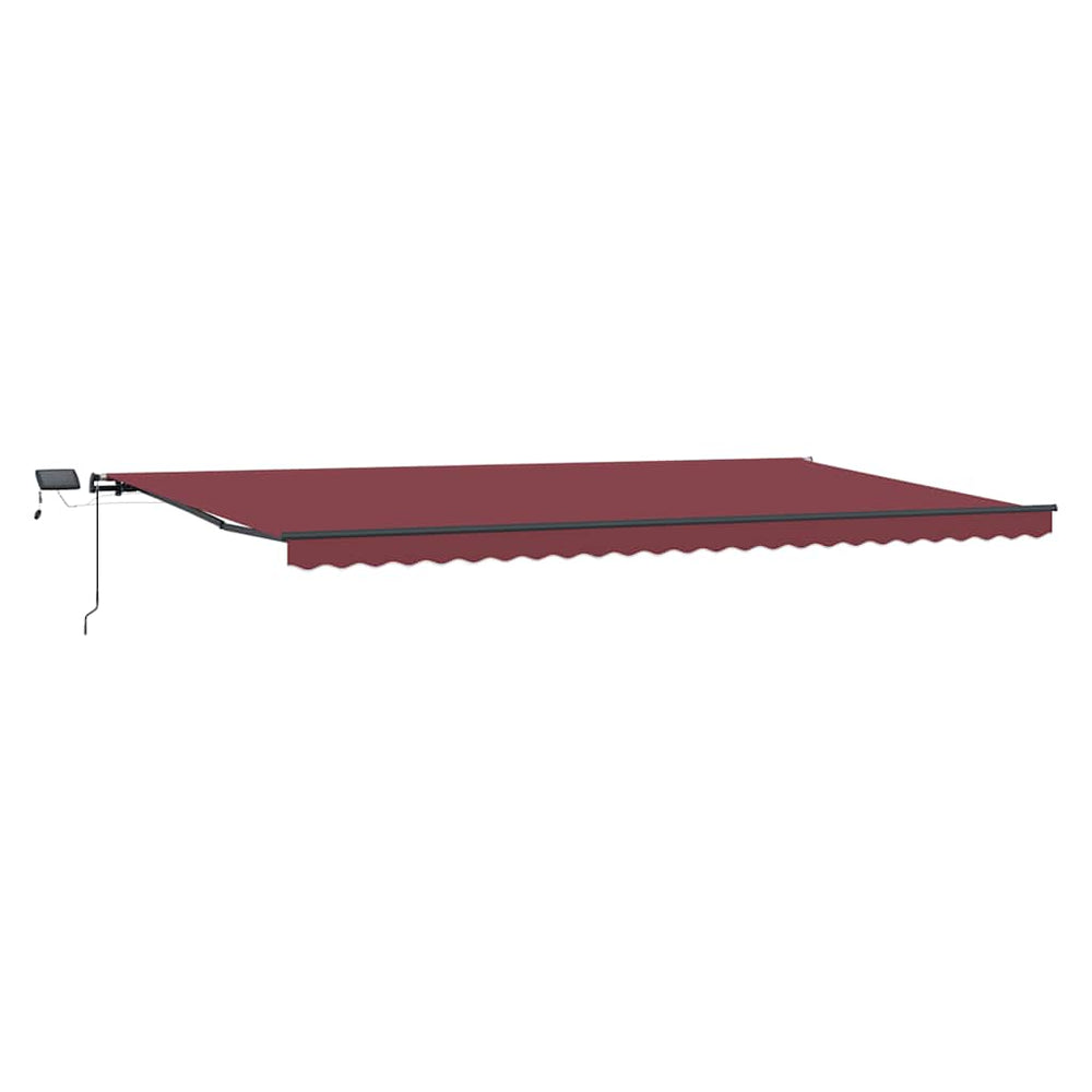Weinrote LED-Markise, manuell, 600x300 cm