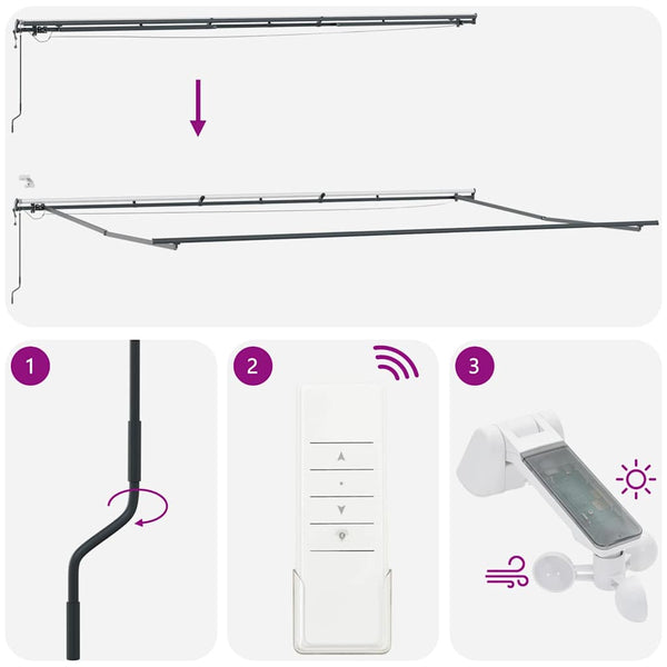 Automatische Weinrote LED Markise 600x300 cm