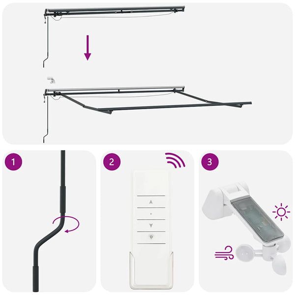 Automatische LED Markise Braun 300x250 cm