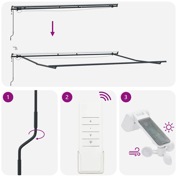 Automatische Markise mit LED Braun 500x300 cm