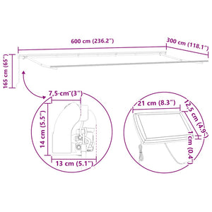 Manuelle LED Markise Braun 600x300 cm